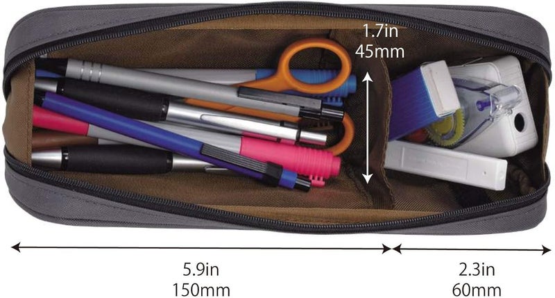 LIHIT LAB Large Capacity Zipper Long Pencil Case For School Office College, Big Capacity Pencil Bag Holder Adults Teen Boys Girls, Travel Cosmetics Storage, Coral (A7552-103) - Image 3